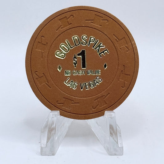 Gold Spike Las Vegas Nevada 1980s $1 NCV Casino Chip V8604
