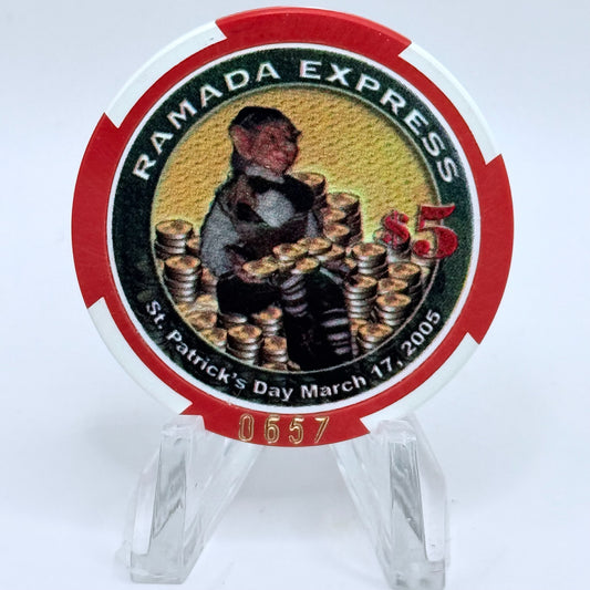 Ramada Express Laughlin Nevada 2005 'St. Patrick's Day' LE $5 Casino Chip E4462