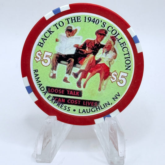 Ramada Express Laughlin Nevada 1998 'Back To The 1940's' LE $5 Casino Chip V1356
