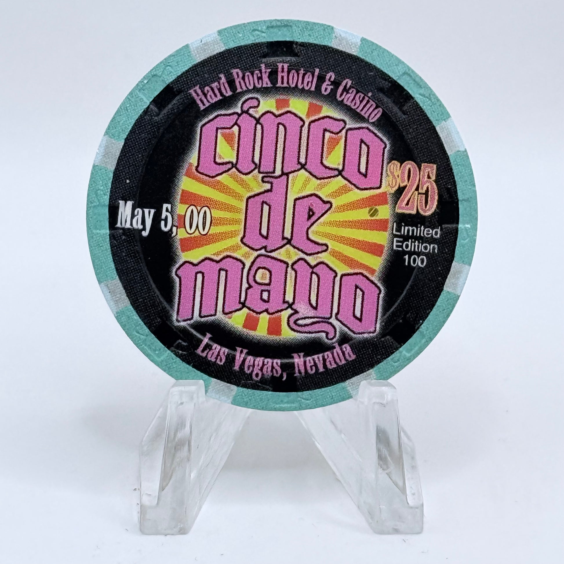 Hard Rock - Las Vegas Las Vegas Nevada 2000 'Cinco De Mayo' LE $25 Casino Chip V4438