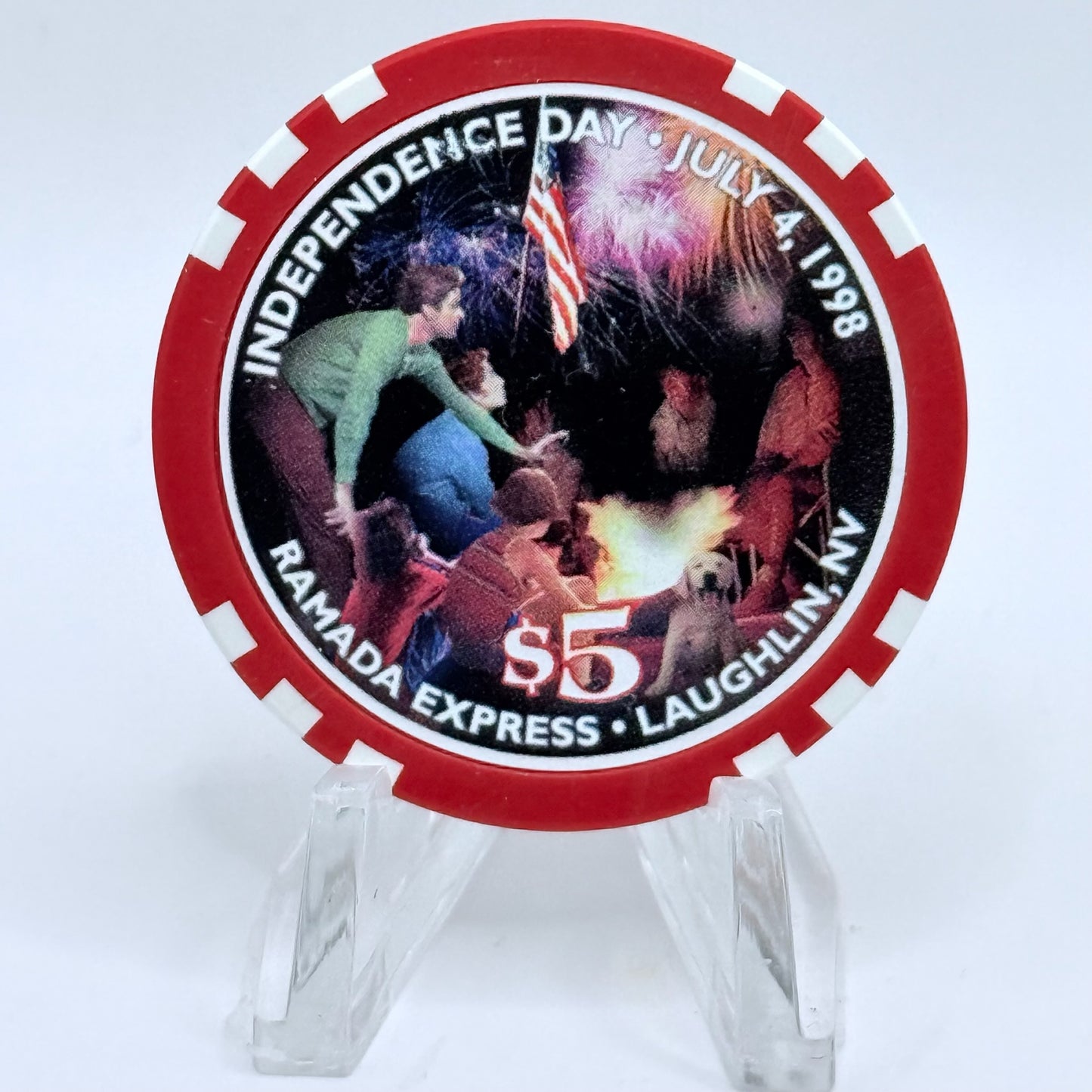 Ramada Express Laughlin Nevada 1998 'Independence Day' LE $5 Casino Chip V1369