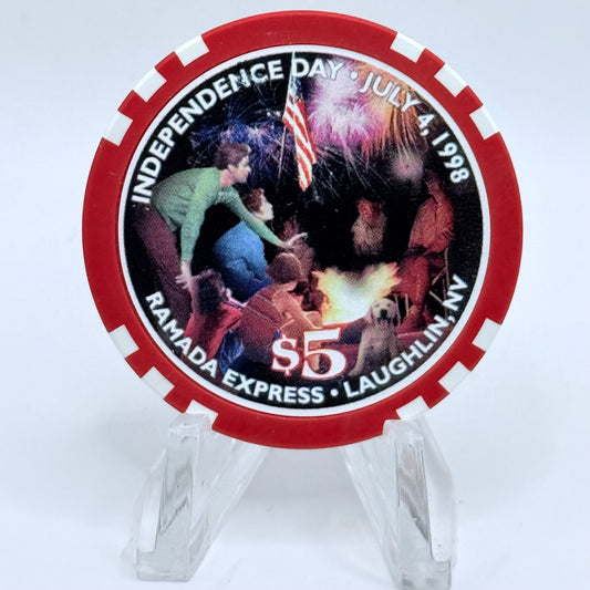 Ramada Express Laughlin Nevada 1998 'Independence Day' LE $5 Casino Chip V1369