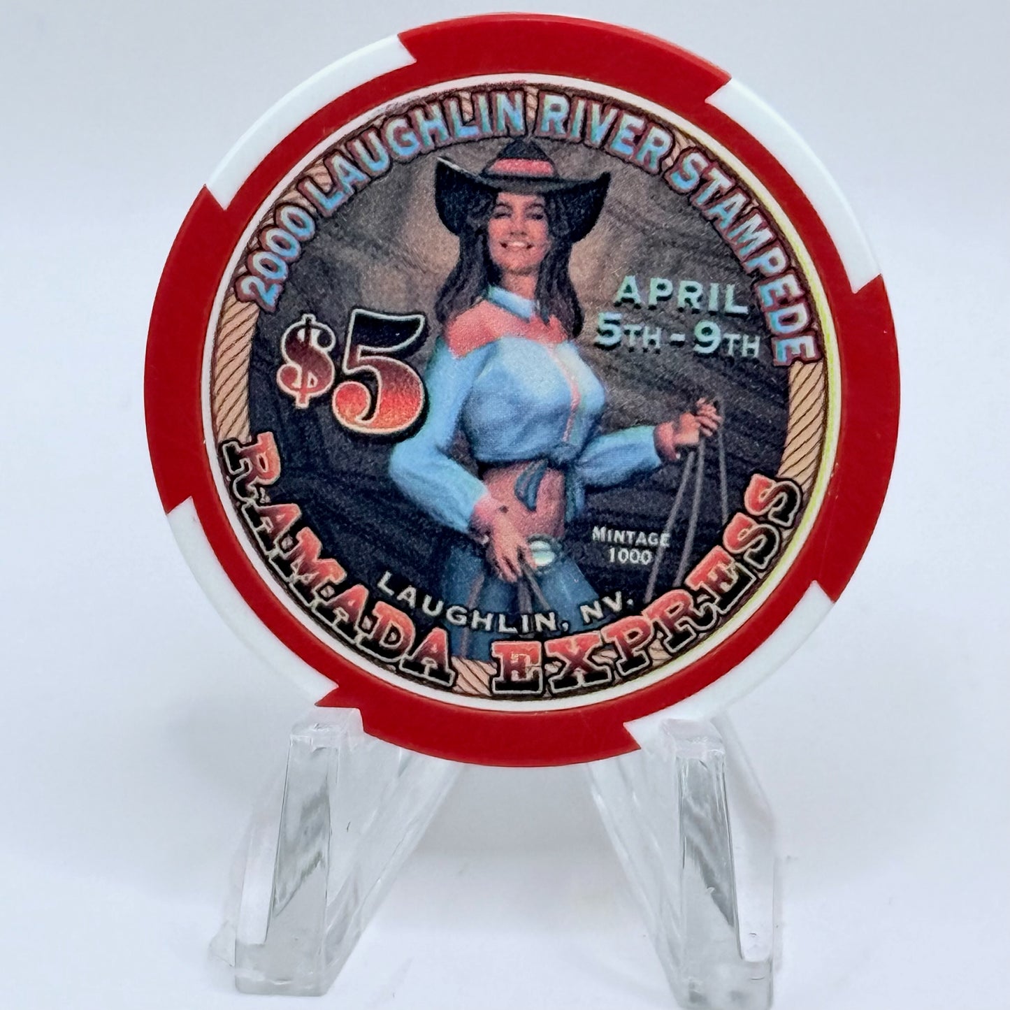 Ramada Express Laughlin Nevada 2000 'Laughlin River Stampede' LE $5 Casino Chip V5324