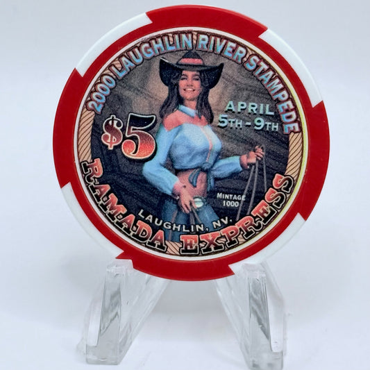 Ramada Express Laughlin Nevada 2000 'Laughlin River Stampede' LE $5 Casino Chip V5324