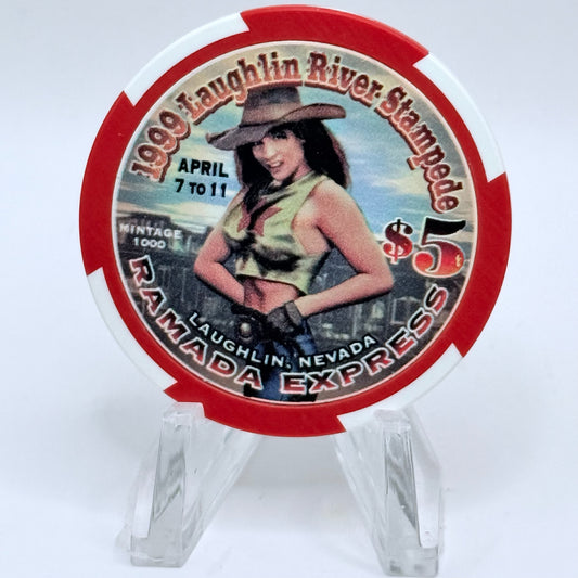 Ramada Express Laughlin Nevada 1999 'Laughlin River Stampede' LE $5 Casino Chip V3247
