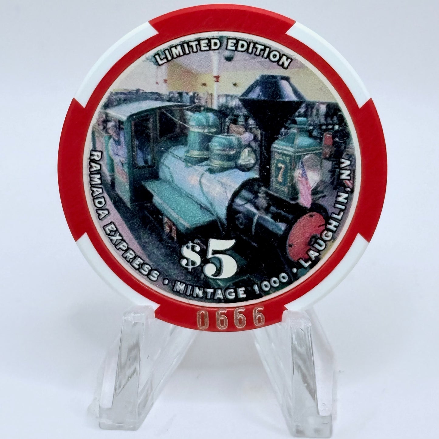 Ramada Express Laughlin Nevada 1999 'Laughlin River Stampede' LE $5 Casino Chip V3247