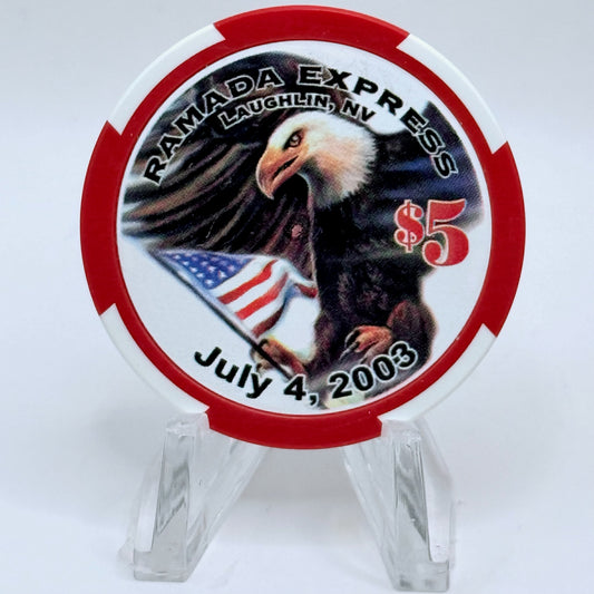 Ramada Express Laughlin Nevada 2003 'Fourth of July' LE $5 Casino Chip E2200