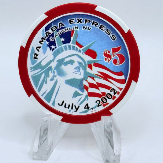 Ramada Express Laughlin Nevada 2002 'Fourth of July' LE $5 Casino Chip E2199