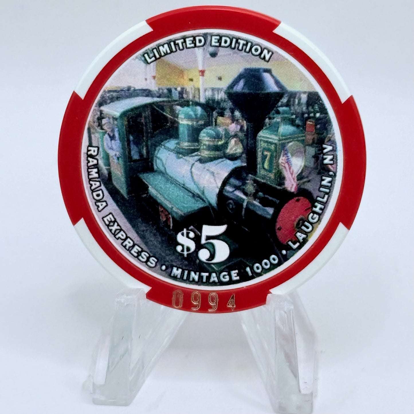 Ramada Express Laughlin Nevada 2002 'Fourth of July' LE $5 Casino Chip E2199
