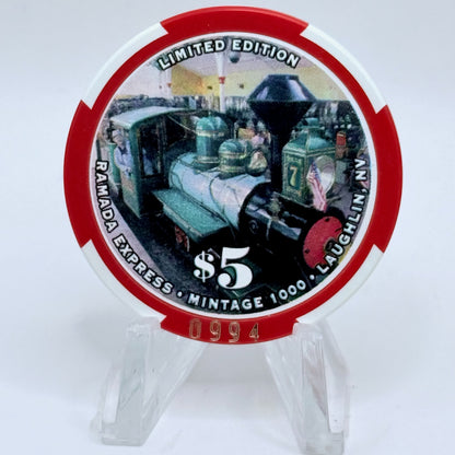 Ramada Express Laughlin Nevada 2002 'Fourth of July' LE $5 Casino Chip E2199
