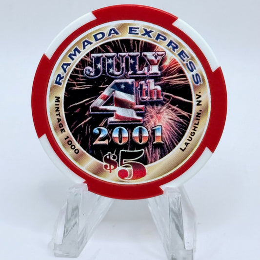 Ramada Express Laughlin Nevada 2001 'Fourth of July' LE $5 Casino Chip V9537