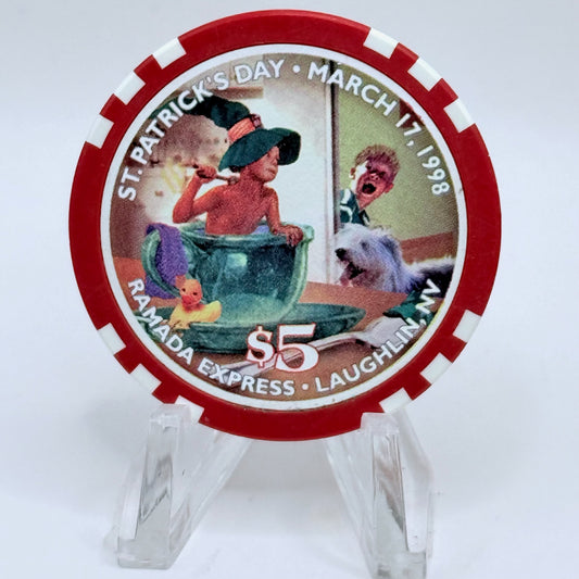 Ramada Express Laughlin Nevada 1998 'St Patrick's Day' LE $5 Casino Chip V1371