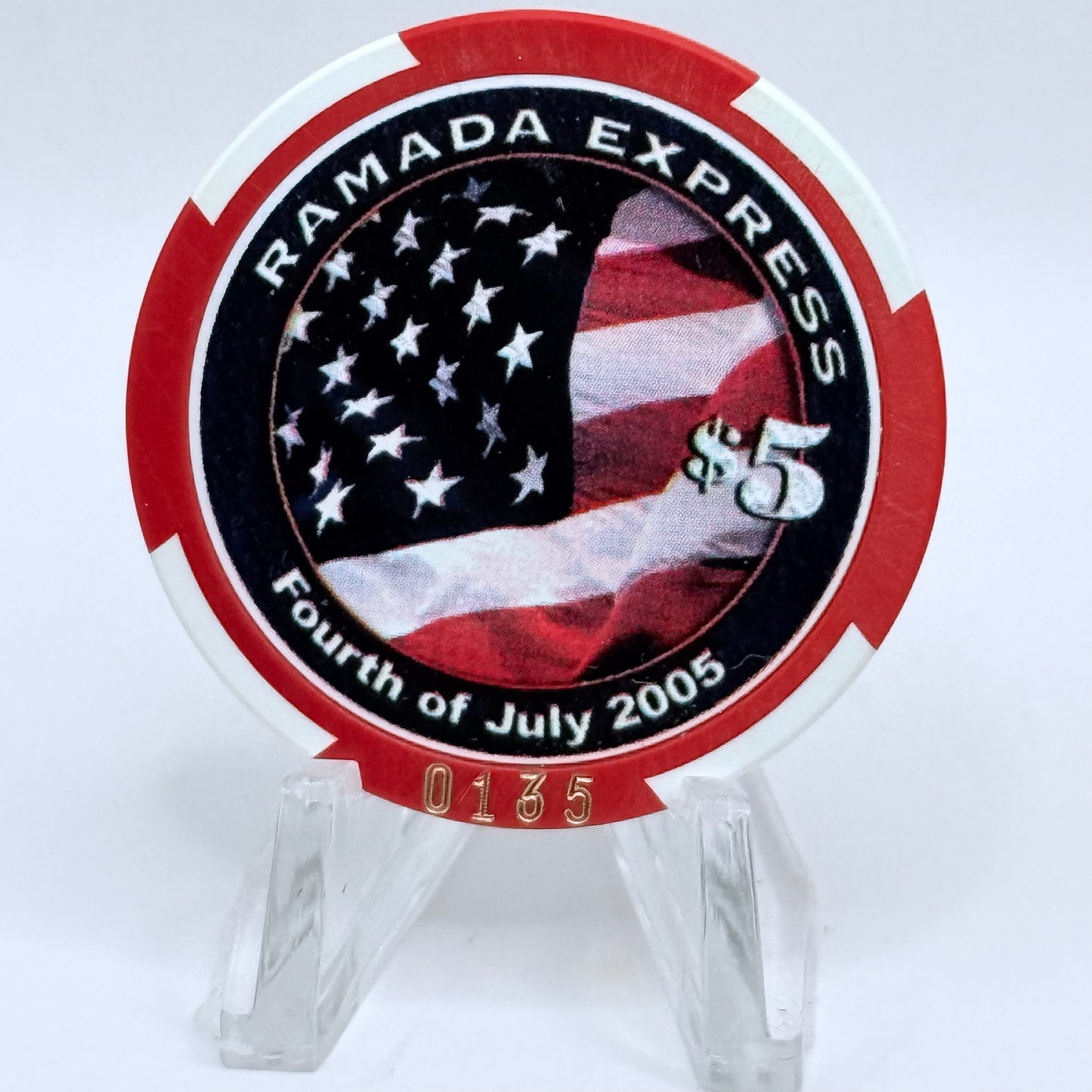 Ramada Express Laughlin Nevada 2005 'Fourth of July' LE $5 Casino Chip E8488