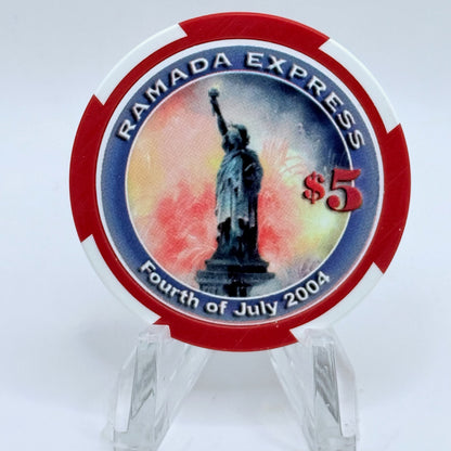 Ramada Express Laughlin Nevada 2004 'Fourth of July' LE $5 Casino Chip E3539