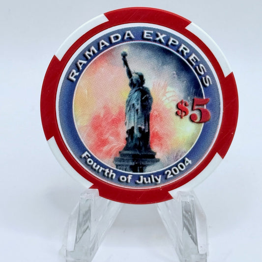 Ramada Express Laughlin Nevada 2004 'Fourth of July' LE $5 Casino Chip E3539