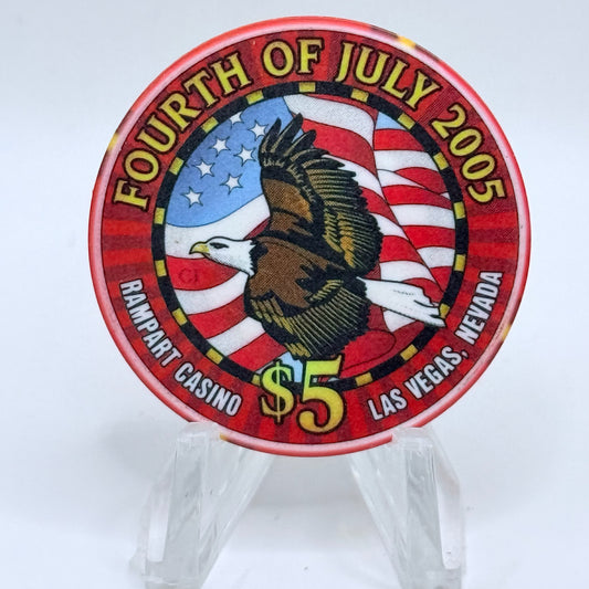 Rampart Casino Las Vegas Nevada 2005 'Fourth Of July' LE $5 Casino Chip E4742