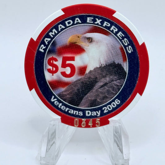 Ramada Express Laughlin Nevada 2006 'Veterans Day' LE $5 Casino Chip E8489