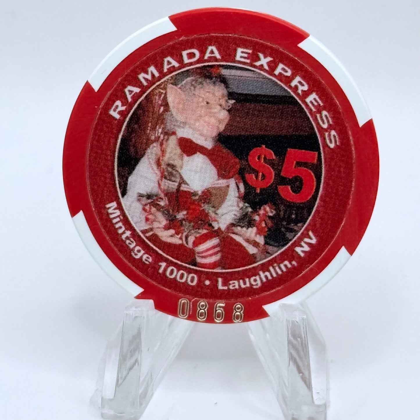 Ramada Express Laughlin Nevada 2006 'Christmas' LE $5 Casino Chip E8493