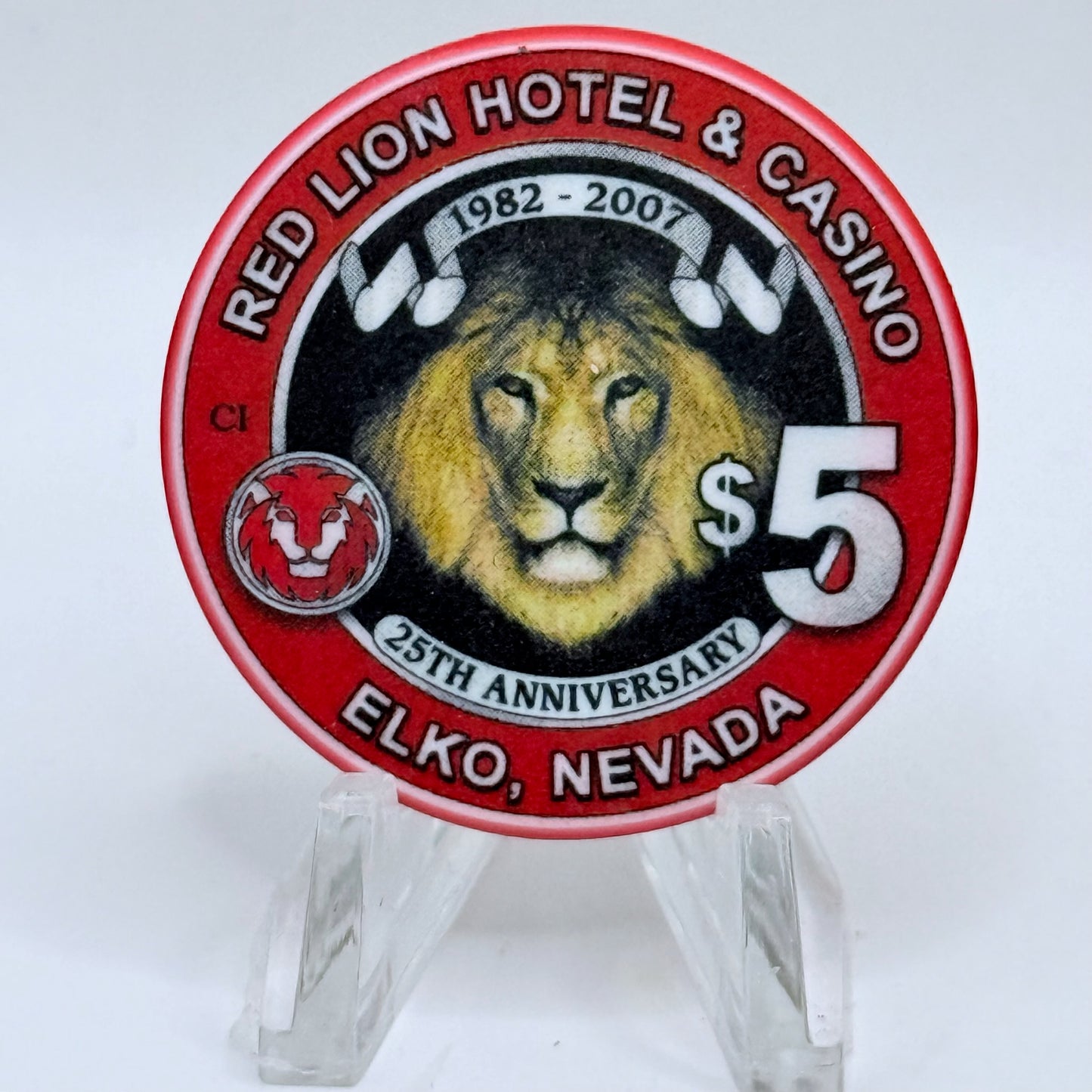 Red Lion (Inn &) Casino Elko Nevada 2007 '25th Anniversary' LE $5 Casino Chip E6649