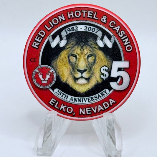 Red Lion (Inn &) Casino Elko Nevada 2007 '25th Anniversary' LE $5 Casino Chip E6649