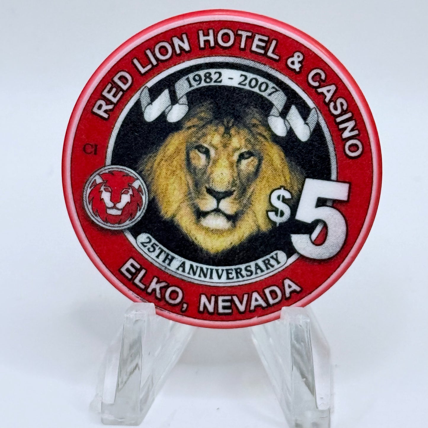 Red Lion (Inn &) Casino Elko Nevada 2007 '25th Anniversary' LE $5 Casino Chip E6649