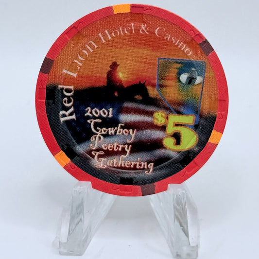 Red Lion (Inn &) Casino Elko Nevada 2001 'Cowboy Poetry Gathering' LE $5 Casino Chip V7397