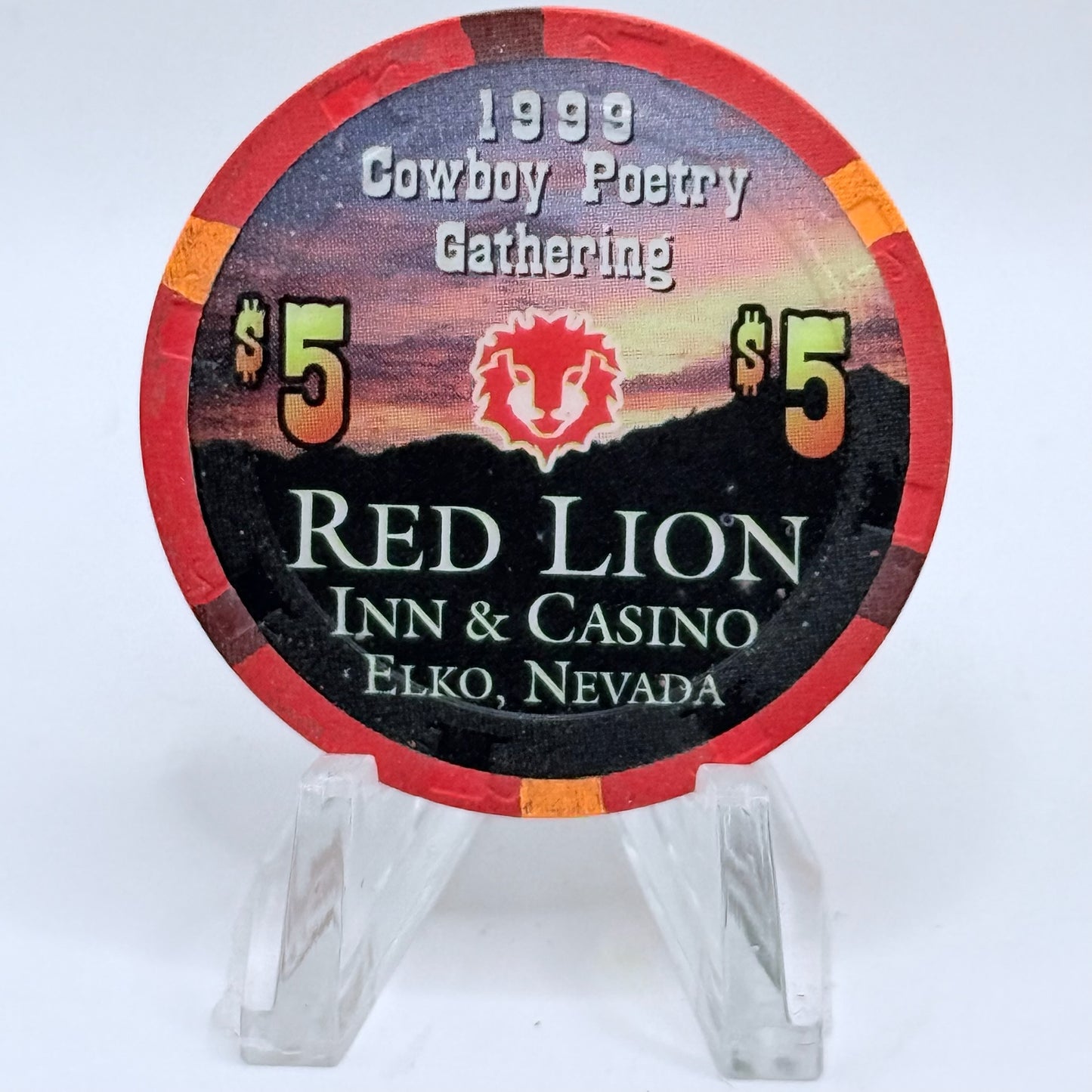 Red Lion (Inn &) Casino Elko Nevada 1999 'Cowboy Poetry Gathering' LE $5 Casino Chip V3272