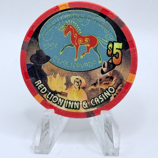 Red Lion (Inn &) Casino Elko Nevada 1998 'Cowboy Poetry Gathering' LE $5 Casino Chip V1378