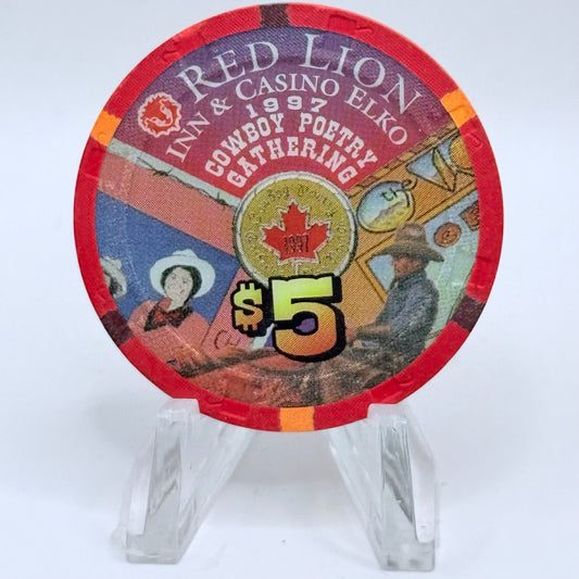 Red Lion (Inn &) Casino Elko Nevada 1997 'Cowboy Poetry Gathering' LE $5 Casino Chip N8995