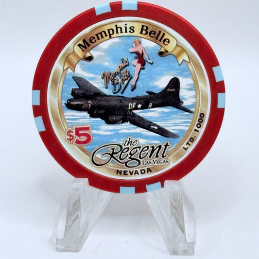 The Regent Las Vegas Nevada 2001 'Col. Robert K. Morgan - Memphis Belle' LE $5 Casino Chip V7645