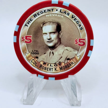 The Regent Las Vegas Nevada 2001 'Col. Robert K. Morgan - Memphis Belle' LE $5 Casino Chip V7645