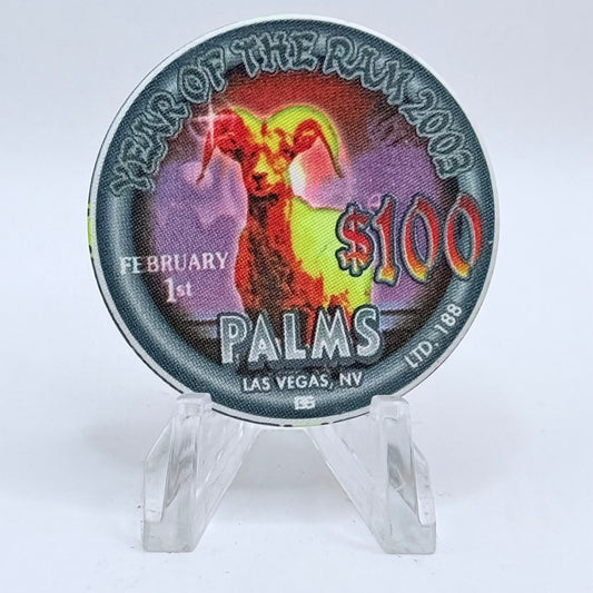 Palms Casino Resort Las Vegas Nevada 2003 'Year Of The Ram' LE $100 Casino Chip E2054