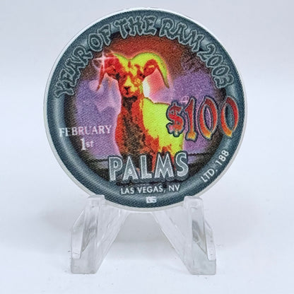 Palms Casino Resort Las Vegas Nevada 2003 'Year Of The Ram' LE $100 Casino Chip E2054