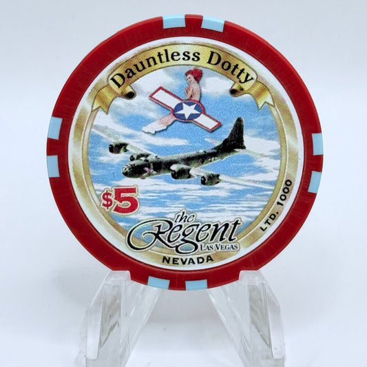 The Regent Las Vegas Nevada 2001 'Col. Robert K. Morgan -Dauntless Dotty' LE $5 Casino Chip V7644