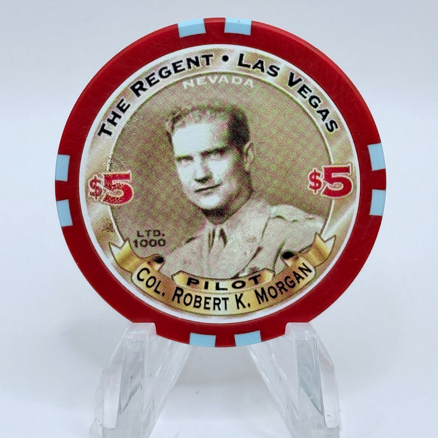 The Regent Las Vegas Nevada 2001 'Col. Robert K. Morgan -Dauntless Dotty' LE $5 Casino Chip V7644