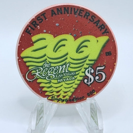 The Regent Las Vegas Nevada 2001 'First Anniversary' LE $5 Casino Chip V9580
