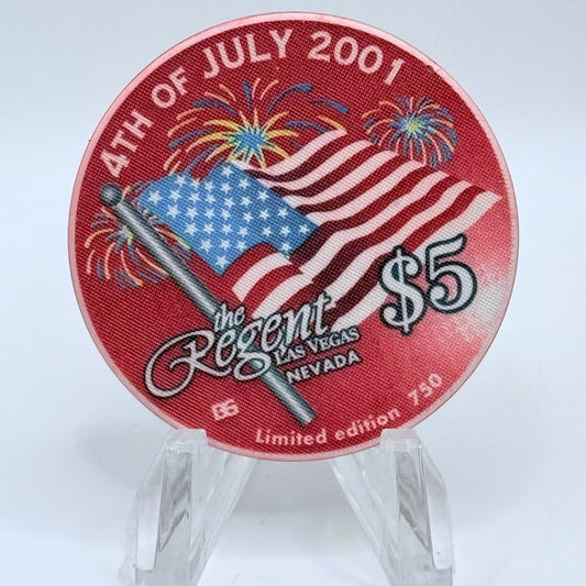 The Regent Las Vegas Nevada 2001 '4th Of July' LE $5 Casino Chip V7083