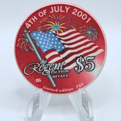 The Regent Las Vegas Nevada 2001 '4th Of July' LE $5 Casino Chip V7083
