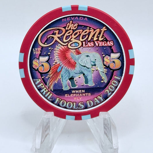 The Regent Las Vegas Nevada 2001 'April Fools Day, When Elephants Fly' LE $5 Casino Chip V7640