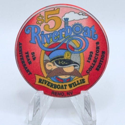 Riverboat Reno Nevada 1993 '5th Year Anniversary' LE $5 Casino Chip N0629