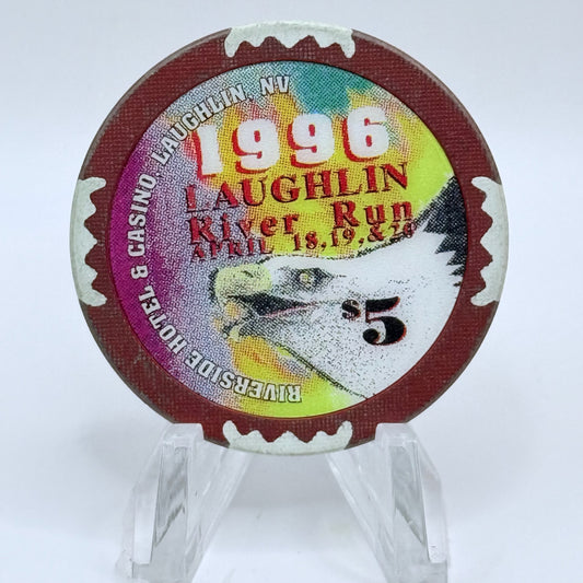 Riverside Resort Casino Laughlin Nevada 1995 'Laughlin River Run' LE $5 Casino Chip N9626