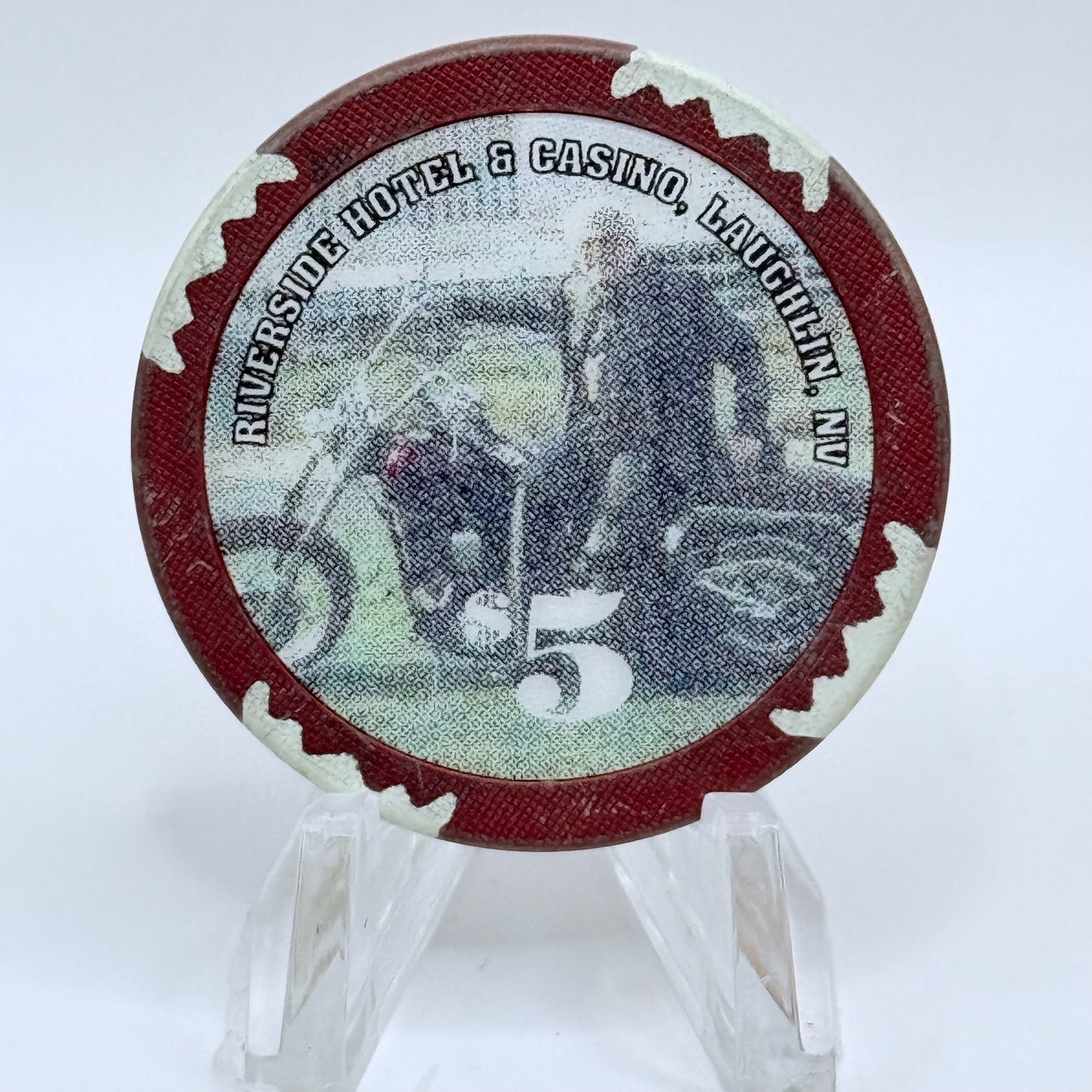Riverside Resort Casino Laughlin Nevada 1995 'Laughlin River Run' LE $5 Casino Chip N9626