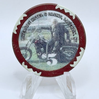 Riverside Resort Casino Laughlin Nevada 1995 'Laughlin River Run' LE $5 Casino Chip N9626