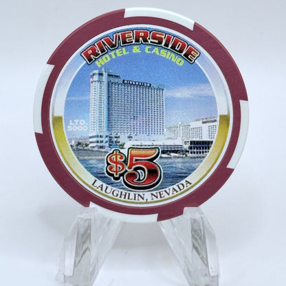 Riverside Resort Casino Laughlin Nevada 2002 'River Run 20th Anniversary' LE $5 Casino Chip E2355