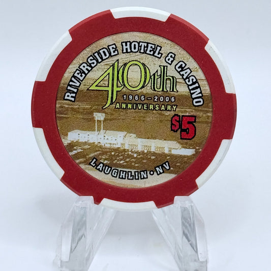 Riverside Resort Casino Laughlin Nevada 2006 '40th Anniversary' LE $5 Casino Chip E5444