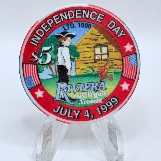 Riviera Las Vegas Nevada 1999 'Independence Day' LE $5 Casino Chip V5392