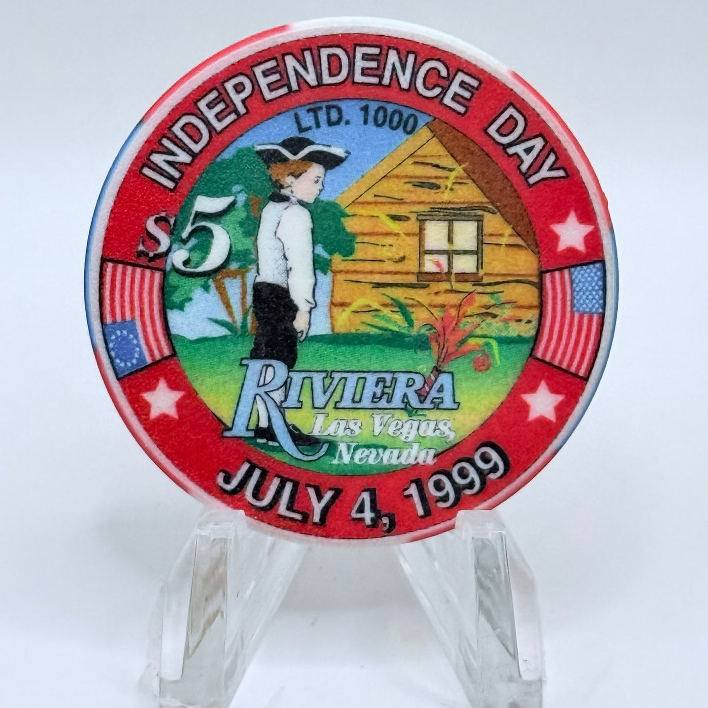 Riviera Las Vegas Nevada 1999 'Independence Day' LE $5 Casino Chip V5392