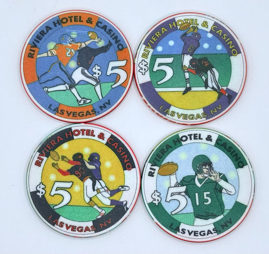 Riviera Las Vegas Nevada 1999 'Game Of The Century - Set of 4' LE $5 Casino Chip