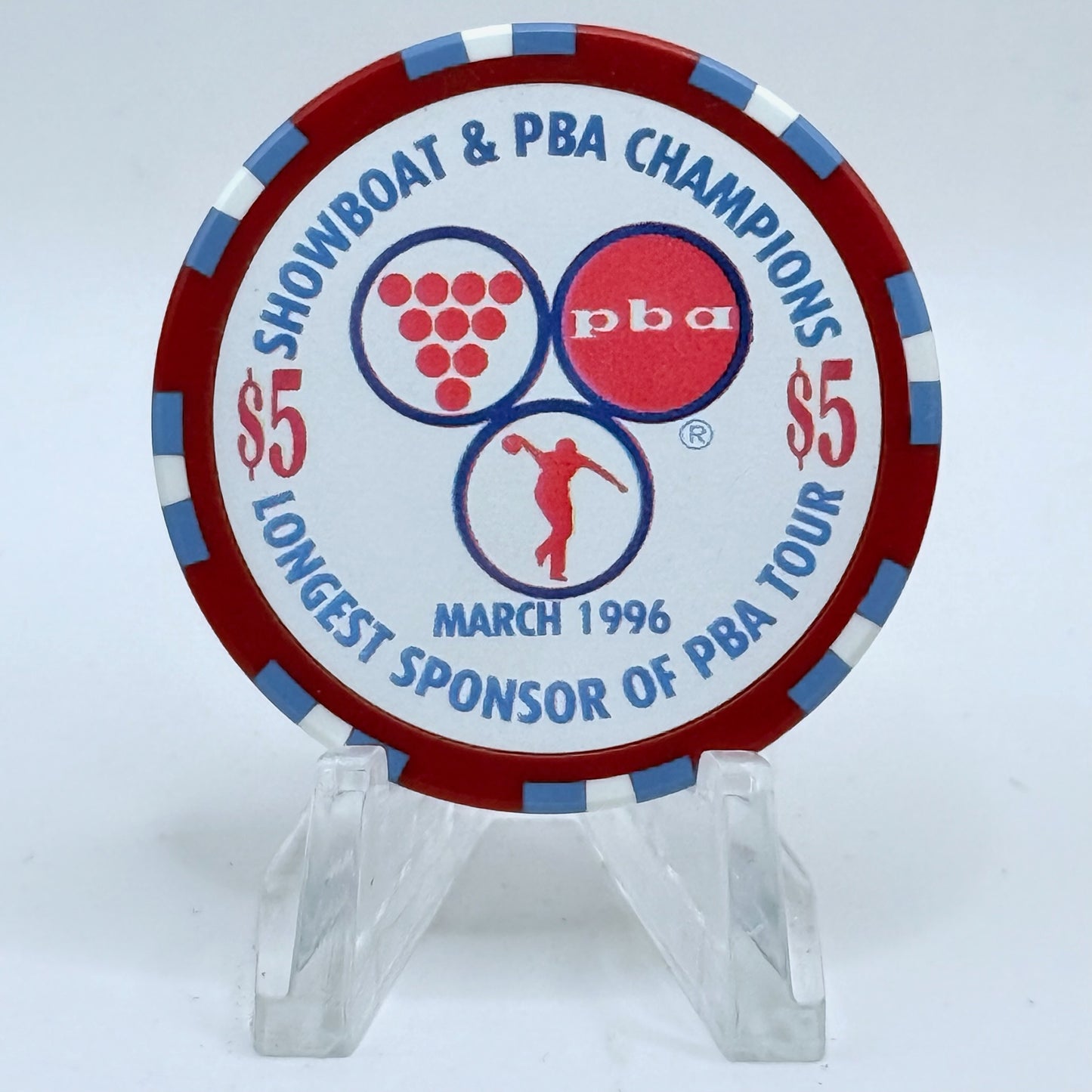 Showboat Las Vegas Nevada 1996 'PBA Bowler, Dick Weber' LE $5 Casino Chip N9072