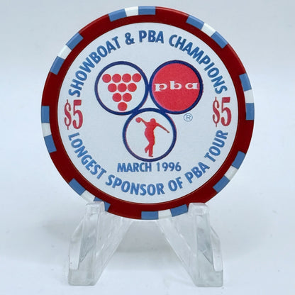 Showboat Las Vegas Nevada 1996 'PBA Bowler, Dick Weber' LE $5 Casino Chip N9072